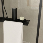 Paroi de douche Noir mat 80x200cm - Porte-serviette et étagère - DARK CONTOURING SHELF Aurlane - FAC755