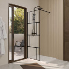 Paroi de douche Sérigraphie Brique - Verre anticalcaire 8mm - Profilé Noir Mat - DARK BLOCKS Aurlane - Dimensions au choix