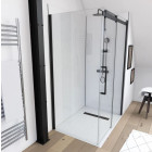 Paroi de retour pour paroi porte de douche type industriel Noir mat - 80x200cm - Verre trempe 8mm Aurlane - FAC359