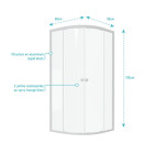 Paroi porte de douche 1/4 cercle blanc 90x90cm de largeur - Verre transparent - WHITY ROUND Aurlane - FAC491