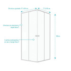 Paroi porte de douche carrée blanc extensible 77 à 90cm de largeur - Verre transparent - WHITY Aurlane - FAC488