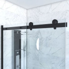 Paroi porte de douche coulissante 140x200 cm noir mat - rail soft close + RETOUR 80 cm Aurlane - FAC628