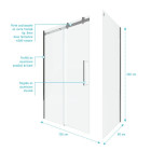 Paroi porte de douche coulissante + Retour 120x80 cm - RAILROAD CHROMED 120 FRONT-80 Aurlane - FAC630