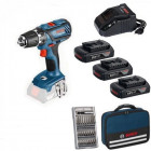 Perceuse visseuse 18v bosch gsr18-2 li kit professionnel 3 batteries 1,5 ah chargeur + coffret 25 accessoires bosch + malette