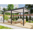 Pergola Bioclimatique 3,6x5,3m - ECLIPSE 19m² - Gris - Autoportee - Aluminium - Lames en Acier Galvanisé - Lames Orientables de 0 à 120°