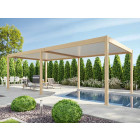 Pergola Bioclimatique 4x8m Autoportee ECLIPSE 32 - Effet Bois - 50 Lames Orientables 120° - Manivelle Fournie - Structure en Aluminium