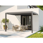 Pergola Bioclimatique 4x3m Adossee ZENITH - Gris Anthracite - 29 Lames Orientables 90° - Manivelle Fournie - Structure en Aluminium