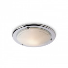 Plafonnier 100w flush fittings, chrome et verre opale