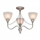 Plafonnier 3 ampoules santana, acier satiné et verre acide