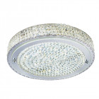 Plafonnier 40 cm led vesta, en chrome, cristal et verre
