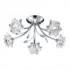 Plafonnier 5 ampoules bellis, en chrome et verre