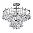 Plafonnier 5 ampoules versailles, en chrome et cristal