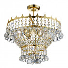 Plafonnier 5 ampoules versailles, en or et cristal