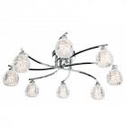 Plafonnier 8 ampoules maple, chrome et verre