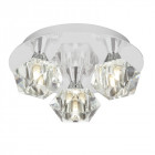 Plafonnier arietta, chrome et verre, 3 ampoules