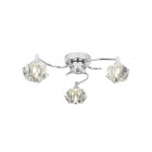 Plafonnier arietta, chrome et verre, bas, 3 ampoules