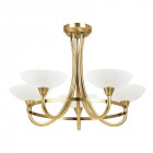 Plafonnier cagney, laiton antique et verre, 5 ampoules