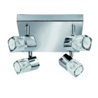 Plafonnier carré blocs chrome et verre