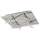 Plafonnier carré modern, chrome et acrylique, 4 ampoules