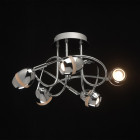 Plafonnier chromé techno 5 ampoules 21 cm