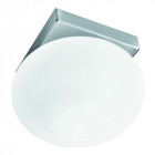 Plafonnier encastrable surface 8 cm, en argent satiné et verre opale