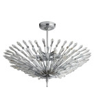 Plafonnier fan, chrome et cristal, 6 ampoules