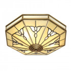 Plafonnier gladstone laiton antique et verre tiffany