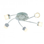 Plafonnier ikos, chrome et acrylique, 5 ampoules
