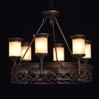 Plafonnier marron country 6 ampoules 50 cm