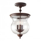Plafonnier pickering lane, bronze et verre, 3 ampoules