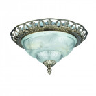 Plafonnier rond 33 cm, en laiton antique et verre