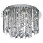 Plafonnier rond 8 ampoules beatrix, en chrome et cristal