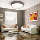 Plafonnier rond modern, polycarbonate, gris