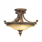 Plafonnier stirling castle 36 cm, bronze et verre, 2 ampoules