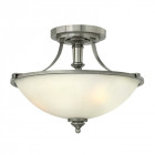 Plafonnier truman, nickel antique et verre opale
