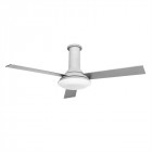 Plafonnier-ventilateur fus, en acier, verre et contreplaqué, gris