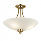 Plafonnier welles, laiton antique et verre