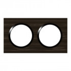 Plaque carrée dooxie 2 postes finition effet bois ébène (600882)