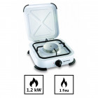 Plaque de cuisson gaz portable 1 feu - 1200 w - blanc laqué