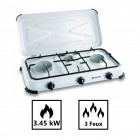 Plaque de cuisson gaz portable 3 feux - 3450 w - blanc laqué