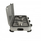 Plaque de cuisson gaz portable 3 feux 4100 w silver 3  butane- propane  gris aluminium couvercle