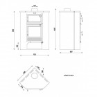 Fm poêle à bois acier m-105h 9kw avec porte en fonte et four