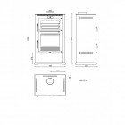 Fm poêle à bois acier m-107 11kw avec porte en fonte et four