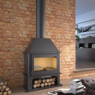 Fm poêle à bois acier m-108 12,5kw avec porte en fonte
