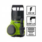 Pompe d'évacuation eau claire 350w - profondeur max 5m - hauteur max 7m - 6500l/h - câble 10m