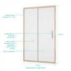 Porte de douche 120x200 coulissante HINATA - Style Japandi courbes douces Aurlane - FAC1064