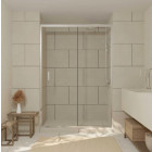 Porte de douche coulissante 140x200 cm - Verre transparent - Profilé chrome - CHROMED CRUSH Aurlane - FAC770