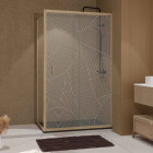 Porte de douche coulissante avec retour 120x80x200cm style Japandi arrondi - Cadre Effet Bois - HINATA Aurlane - PACF500