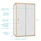 Porte de douche coulissante avec retour 120x80x200cm style Japandi arrondi - Cadre Effet Bois - HINATA Aurlane - PACF500