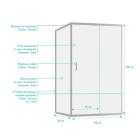 Porte de douche coulissante et retour 120x80x200cm - Profilés Chrome - Verre trempé 6mm - CHROMED CRUSH Aurlane - PACF492